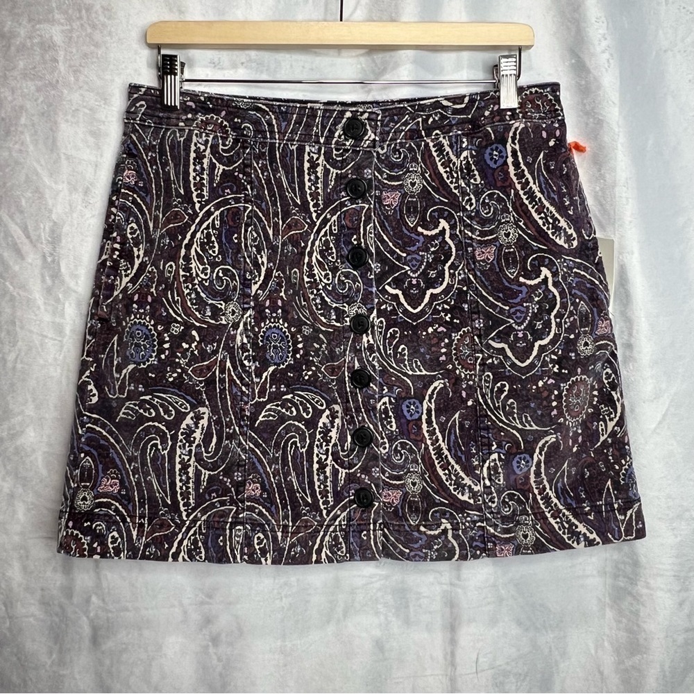 Nwt Knox Rose Women’s Purple Floral Paisley Corduroy Mini Skirt Size 10